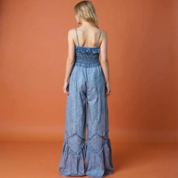 Blue Ruffled Jumpsuit - Picture 2 of 3